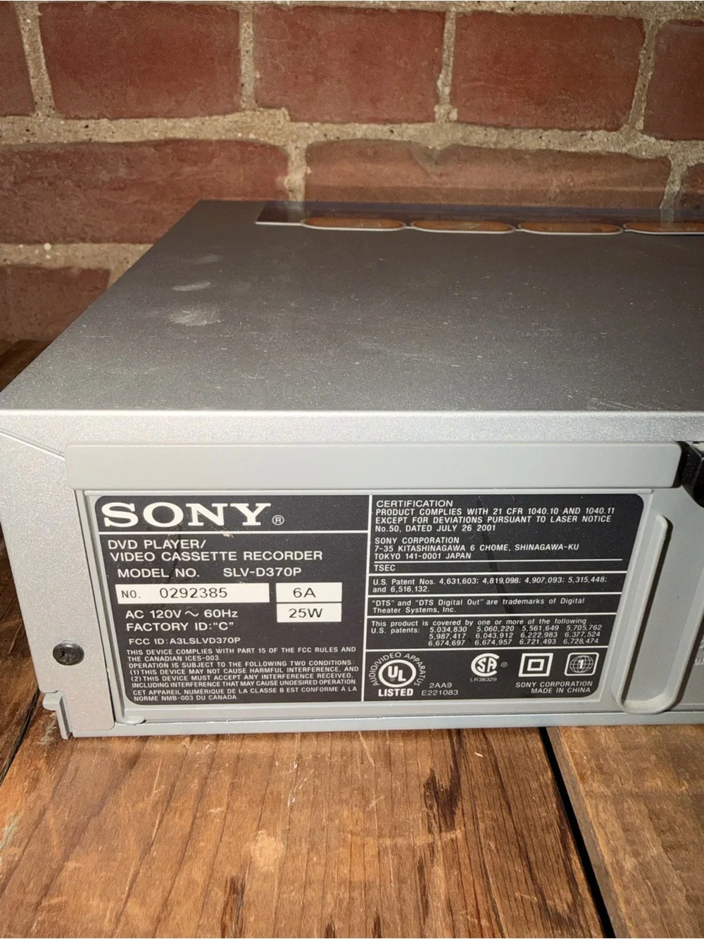 Sony Silver DVD VHS Combo Player with Remote